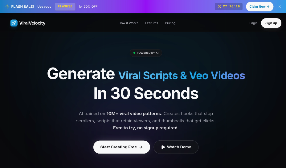e011a4ccj00ta8hfn005rd000ps00f7p ViralVelocity:AI视频创作工具,生成YouTube 脚本、视频创意和热门话题