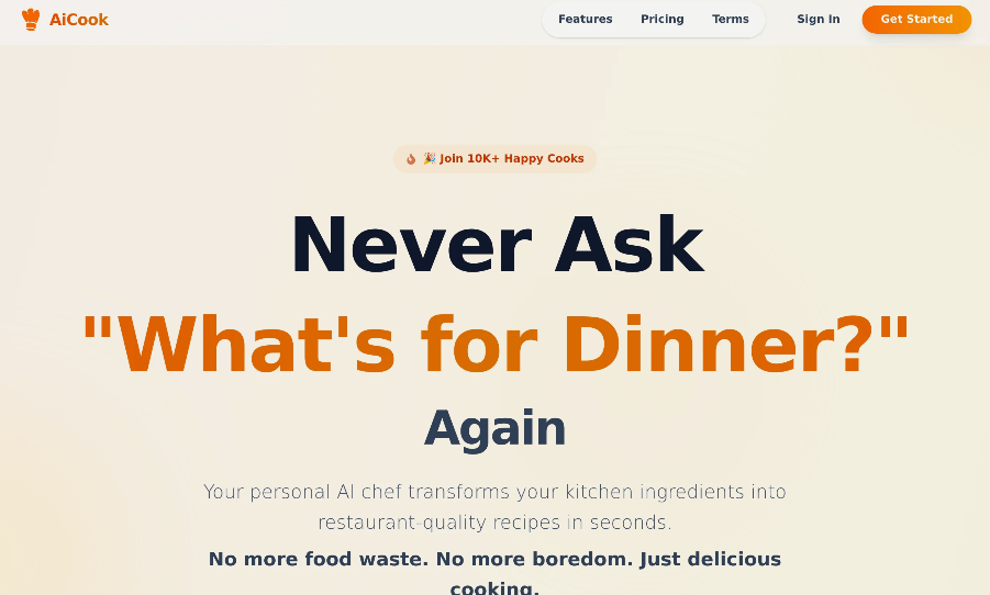 AiCook：AI 私人厨师，快速生成菜谱