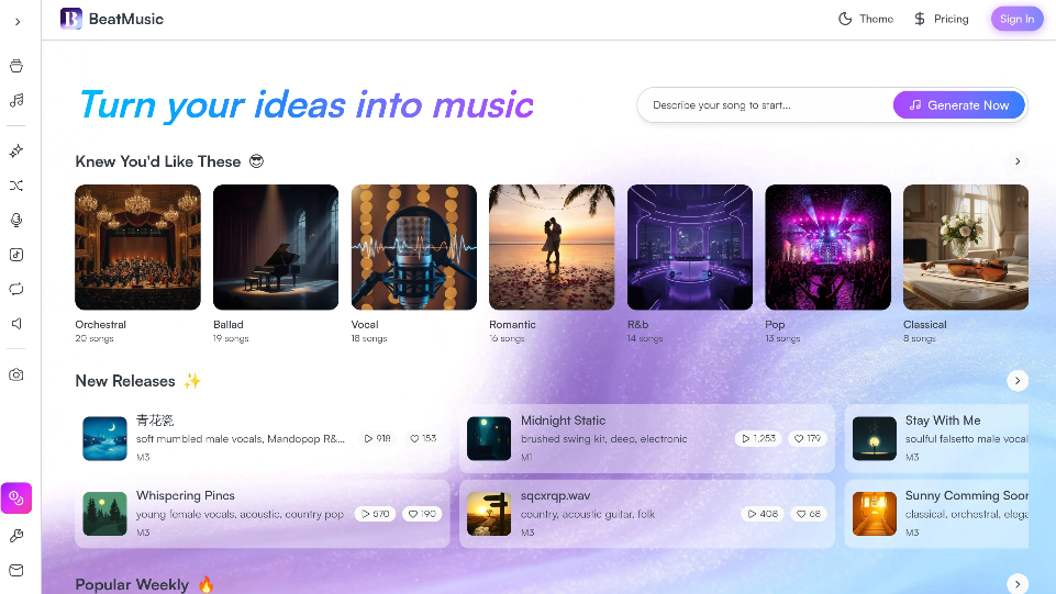 BeatMusic: Ai Music Generator to ease the creation of original music, chorus, mix and accompaniment
