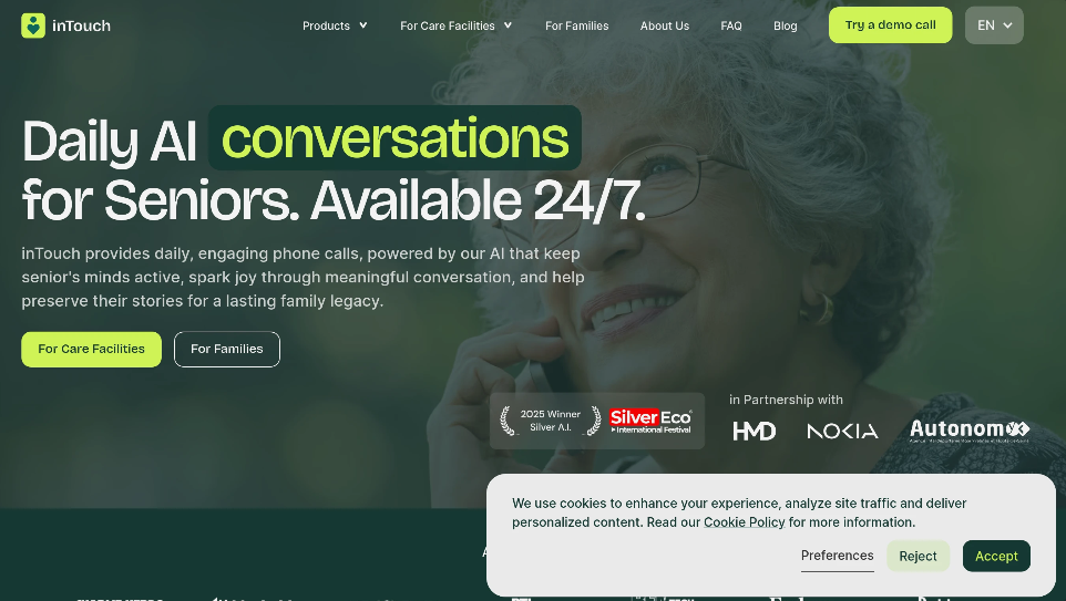 intouch：AI陪伴老年人服务，全天候 24 小时待命