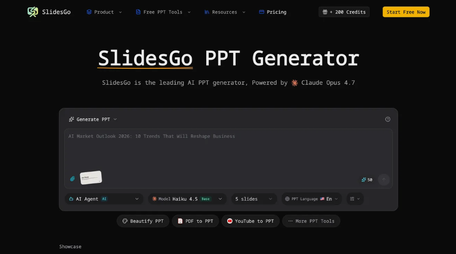 SlidesGo：AI驱动演示文稿生成工具，快速创建、美化和优化专业的PPT幻灯片