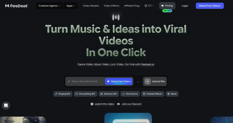 Freebeat: Ai Music Video Generation Tool, one key to turn music and creativity into a flash video
