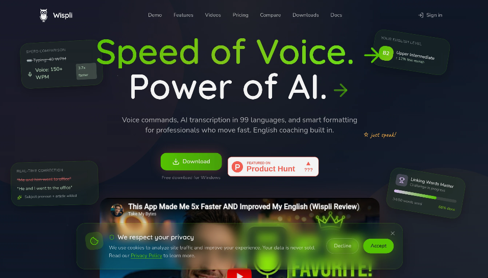 Wispoli: AI Voice Recording Tool, which provides transcription, real-time translation and English language coaching