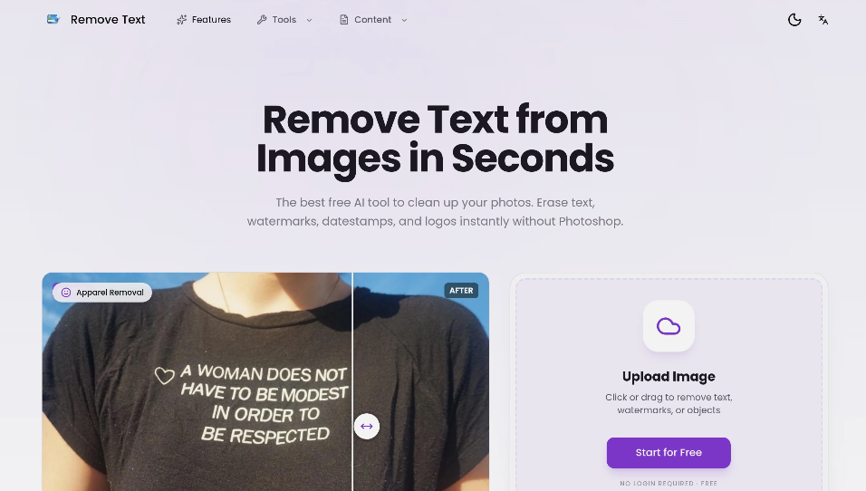 AI Remove Text: A free AI tool to quickly remove text, watermarks, datemarks and symbols from pictures