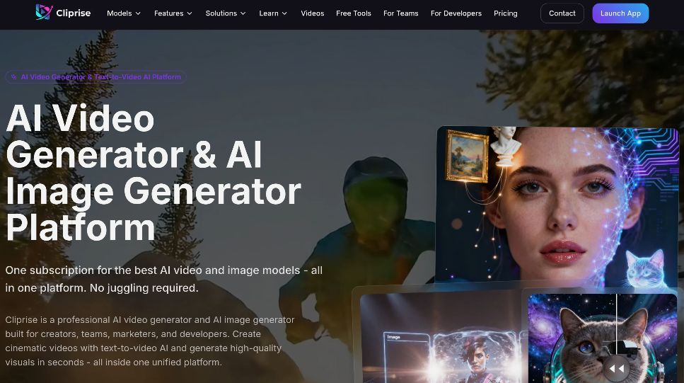 Cliprise: AI Video and Image Generation Platform, providing one-stop AI video generation and image generation services