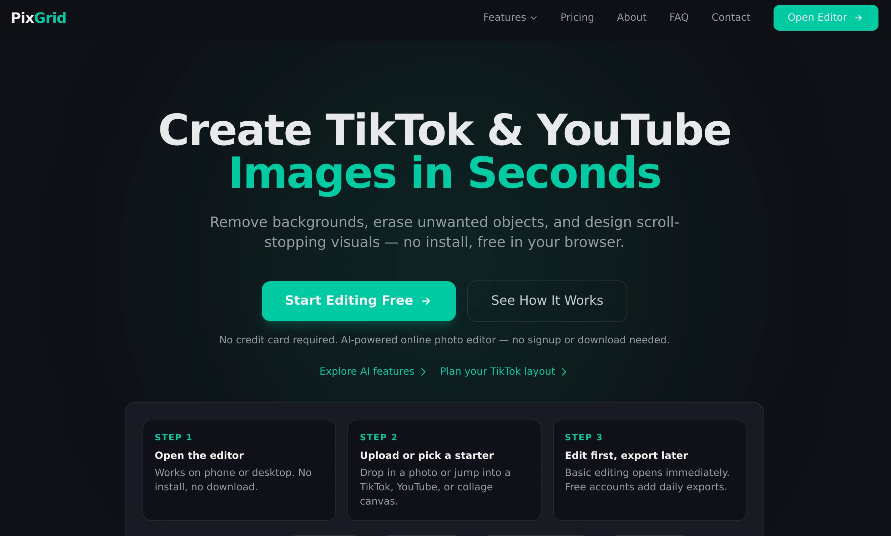 PixGrid：在线AI图片编辑器，支持背景去除、物体移除、智能修复与图像生成