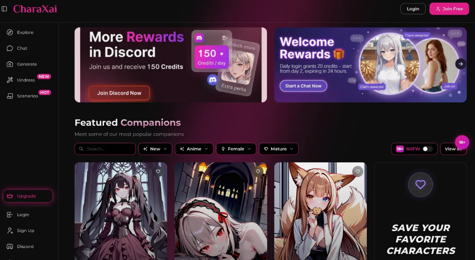 CharaxAI：AI女友聊天平台，包括虚拟AI女友、动漫AI女友，以及AI女友模拟器