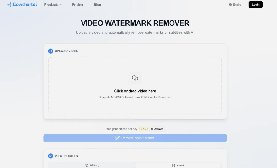 FlowChartAI：免费在线AI视频水印去除工具，精准识别并移除TikTok、CapCut等水印