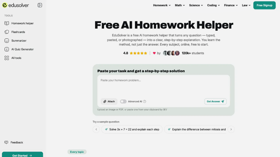 EduSolver: Free AI Job Assistant, covering all disciplines from school to university