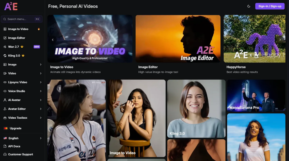 A2E: ONE-STOP AI VIDEO AND IMAGE CREATION PLATFORM WITH 20+ TOOLS SUCH AS PHOTO VIDEO, AI FACE CHANGE, TEXT GENERATION IMAGES