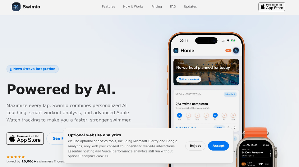 Swimio: AI-driven swimming exercise application, providing personalized coaching, intelligent exercise analysis and advanced tracking