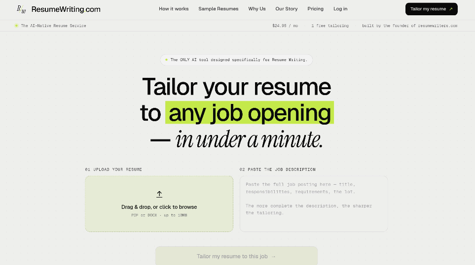 8f7e39bdj00tgrse2004cd000qr00eyp Resume Writing:专为简历写作设计的AI工具,一分钟内根据职位描述定制简历