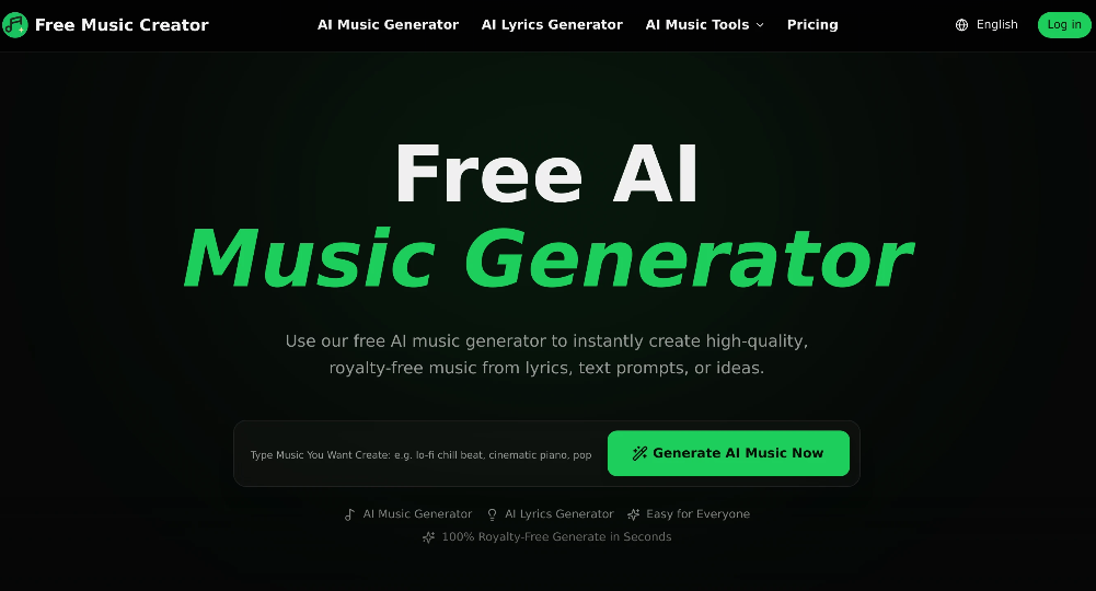 Free Music Creator：AI音乐生成平台，生成高质量、免版税的音乐