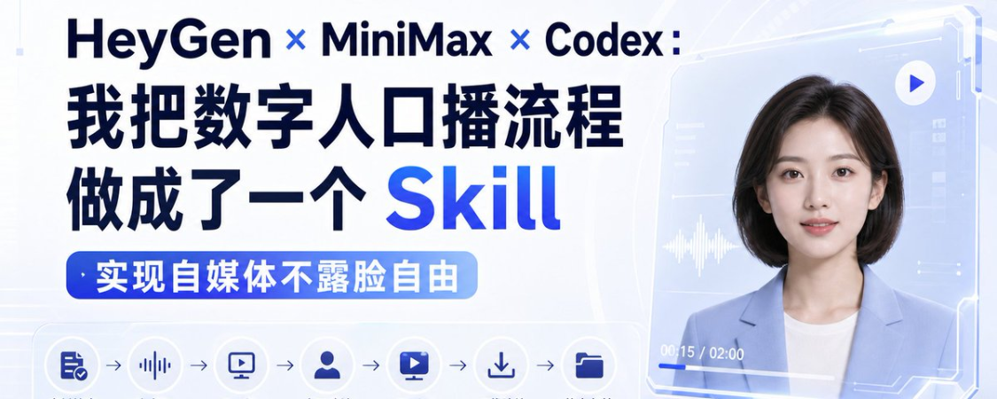 2efe8a8ej00tiyua900iqd000v900cip 让你成为不露脸的短视频博主,HeyGen、MiniMax 与 CodexAI 的结合的AI数字人口播制作工作流