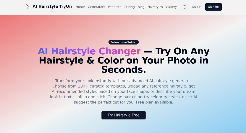 AI Hairstyle TryOn: A hair transformation tool with uploading photos to try over 100 hairstyles and hair color online
