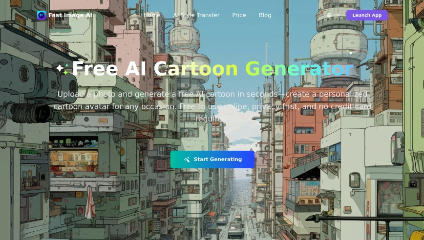 Fast Image AI：免费在线AI卡通生成器，上传照片或输入文字即可快速生成高质量卡通图像