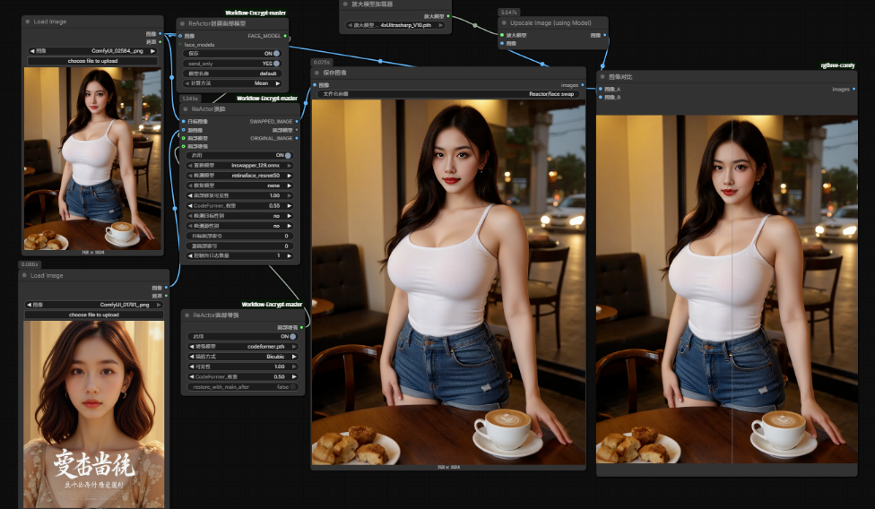 03a88bej00tjj97z00j3d000r400 I'm going to use the ComfyUI to build a face-to-face workstream without a photographer! Commyui collects a batch of model changes
