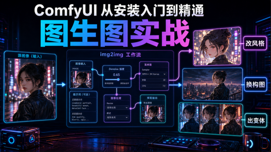 0fb4fb07j00tjl1s600owd000p200e4p ComfyUI 从安装入门到精通,图生图实战(改风格/换构图/出变体)