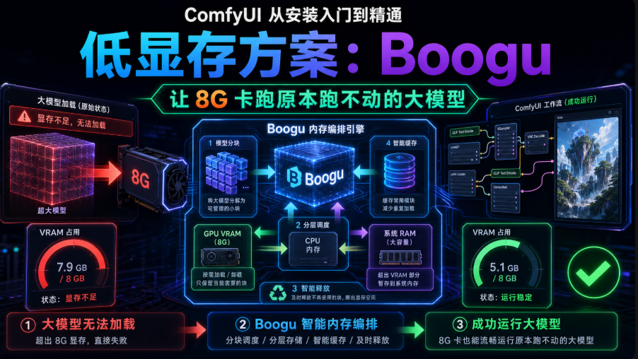 10b5268bj00tjlbs400ohd000p200e4p ComfyUI 从安装入门到精通,低显存方案:Boogu 让 8G 卡跑原本跑不动的大模型