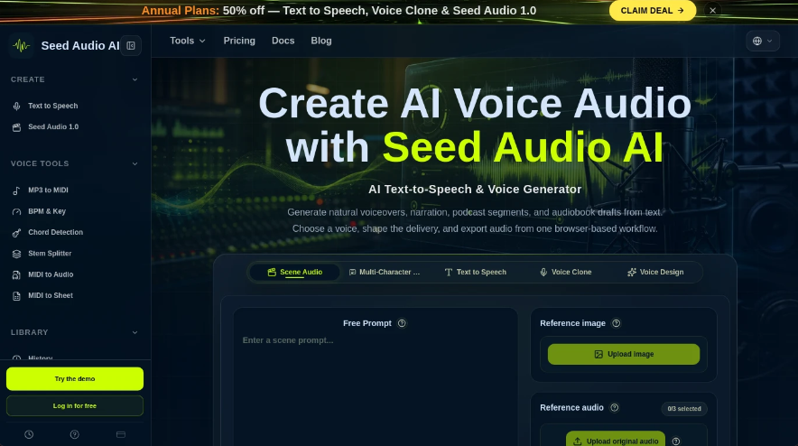 3f963d06j00tjj5ja00bkd000ok00dqp Seed Audio AI:AI文本转语音与语音克隆工具,适用于配音、播客和有声书创作