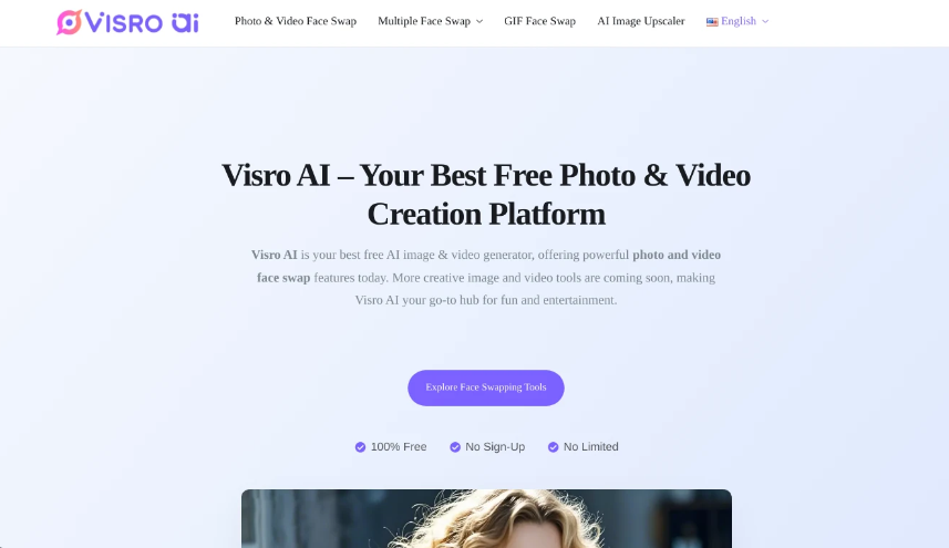 Visro AI：免费在线AI照片与视频换脸，在线AI图像与视频创作平台