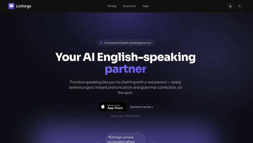 Linforge：AI英语口语练习应用，支持发音与语法纠正、音素级评分、相机实景对话、Anki词汇库同步