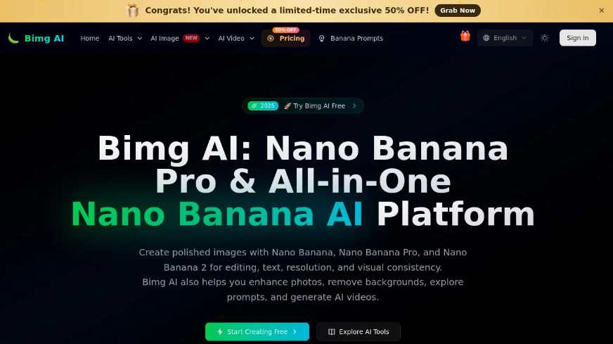 Bimg AI: One-stop AI image editing and video generation platform providing image editing, generation, enhancement and AI video generation functions