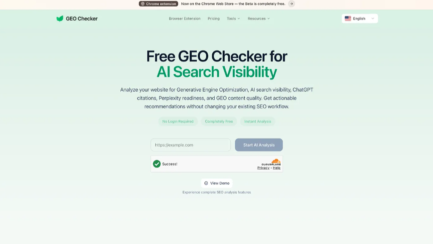 GEO Checker: a professional production engine optimization (GEO) analysis tool, website optimization tool for the generation AI search age