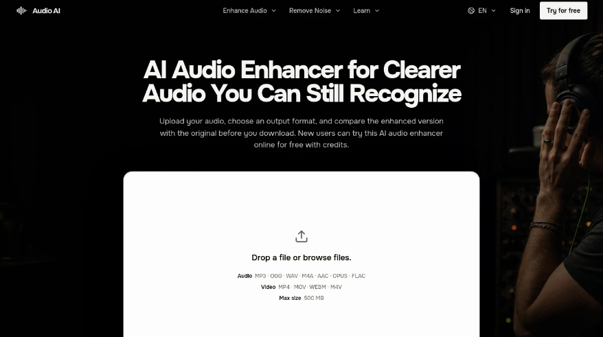 a4f6b048jzzv9004yd000oe00dnp Audio AI: Online AI audio enhancement, clear voice and natural noise loss and support for the separation of human voice from music