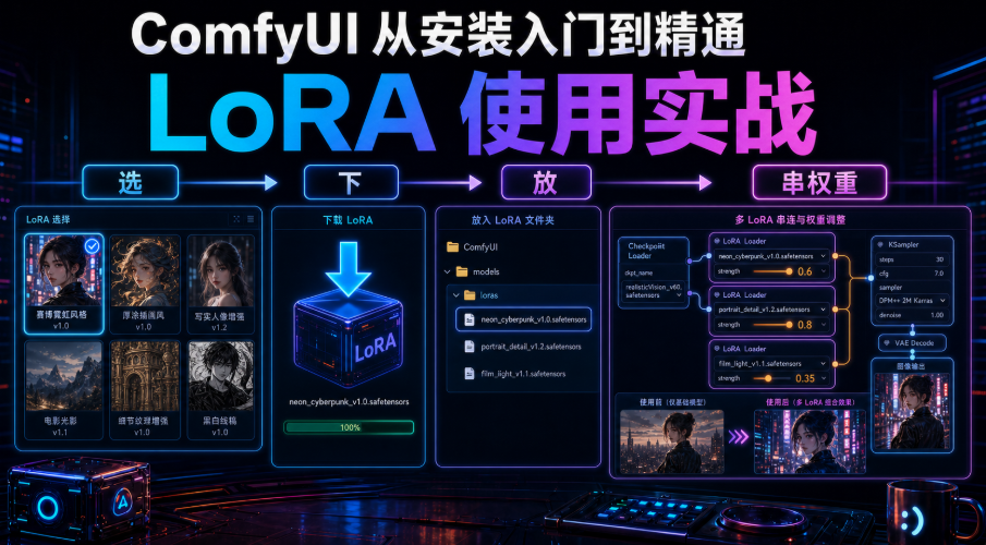 bb499cc0j00tjl2sj00mrd000p500dwp ComfyUI 从安装入门到精通,LoRA 使用实战(选/下/放/串权重)