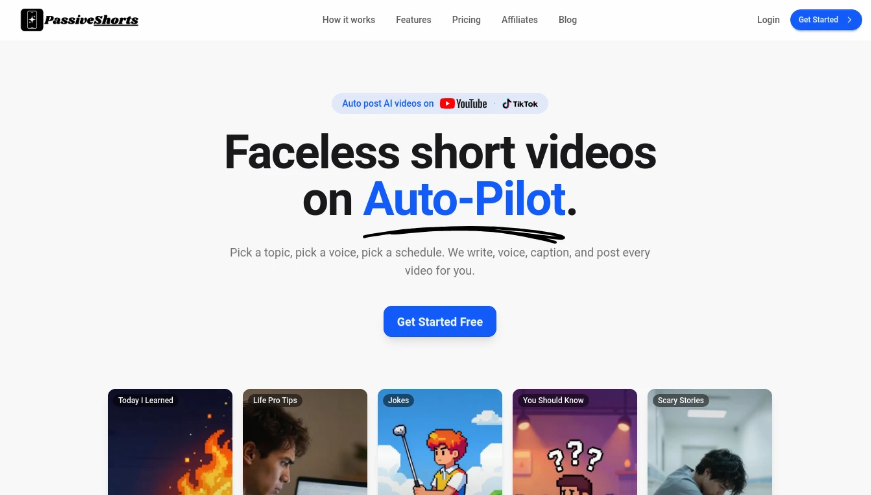 PassiveShorts: AI Unfaced Video Generation and Automatically Generate Scripts, Scripts, Subtitles and Diagrams
