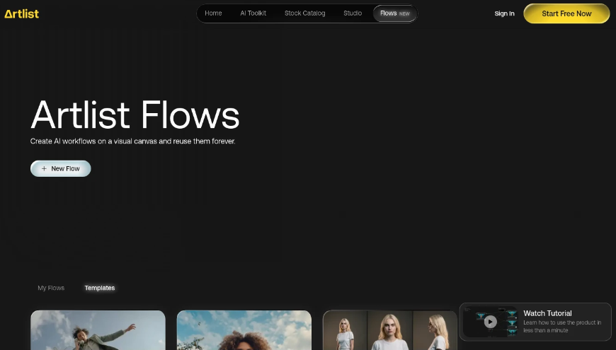 0e588d90j00tl4wcg003bd000o600drp Artlist Flows:可视化AI工作流创作工具,提供可视化画布