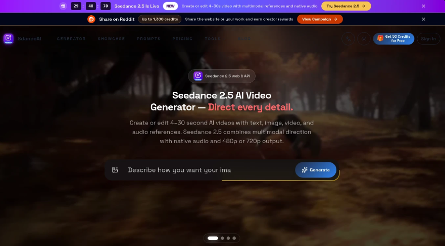 SdanceAI: AID short video generation and API service platform, providing AAI short video generation services based on text and reference images