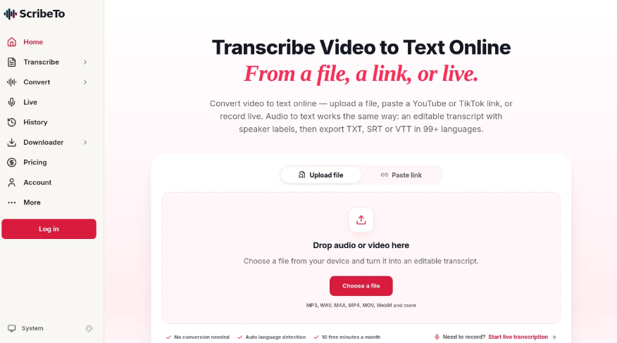 21cc27abj00tl4off0051oc00dkp ScribeTo: Online video-transtext and AI editing tool to support multilingual identification, AI abstract, subtitle editing and export of multiple formats