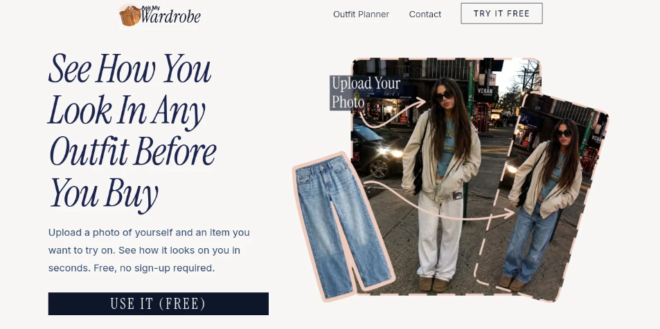 Ask My Wardrobe：一款虚拟试衣平台，用户可上传照片进行在线搭配规划