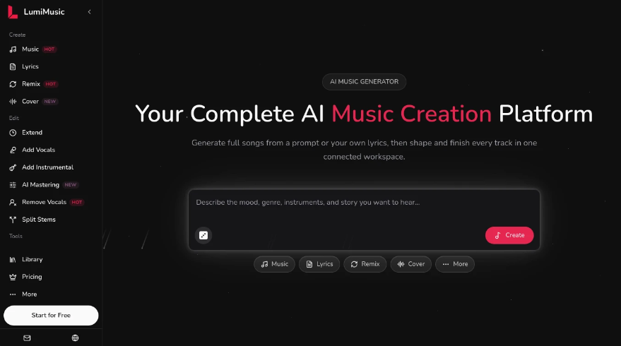 82f8e614j00tl4n58002qd000of00dmp LumiMusic:AI音乐创作与编辑平台,从文本生成音乐、AI音频编辑、词干分离及MIDI处理的一站式创作平台