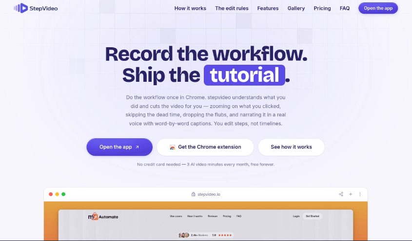 Stepvideo：自动化屏幕录制与教程生成工具，实现智能剪辑、自动缩放、语音合成及字幕生成