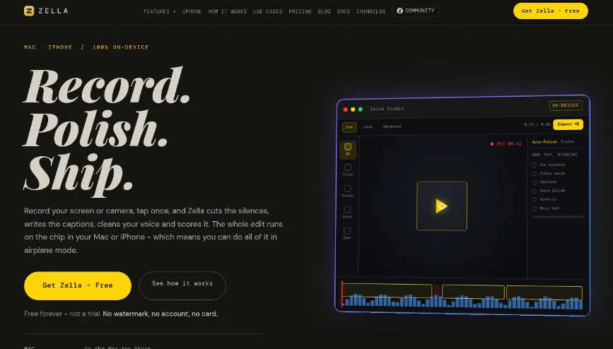 Zella: Mac and iPhone local AI video and video editing tool to support automatic editing, subtitle generation and voice optimization