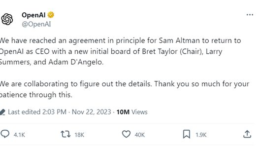 Sam Altman回归OpenAI,新董事会成员曝光!