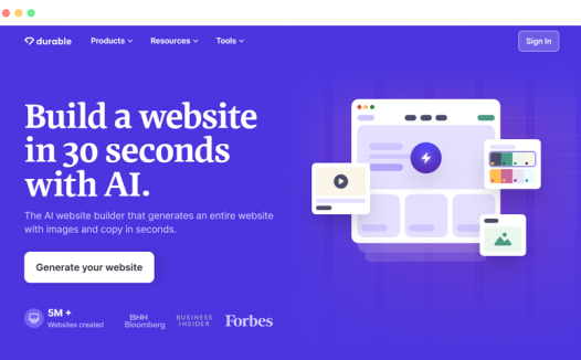 durable ai: 基于AI人工智能的网站创建工具平台