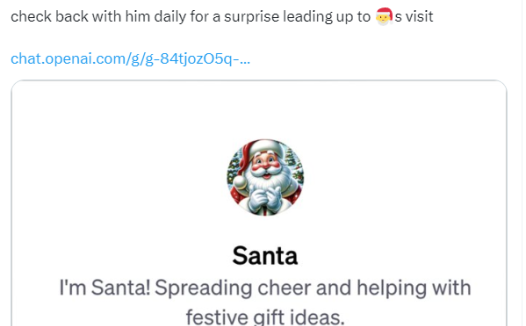 OpenAI推出SantaGPT 让AI帮你挑选圣诞礼物