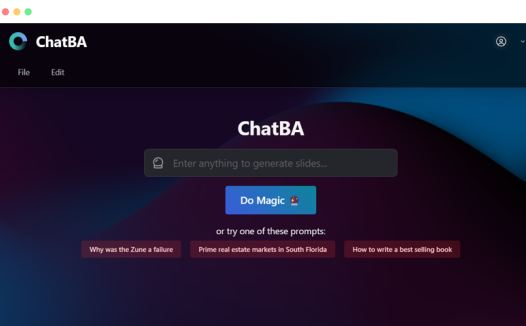 ChatBA: 基于人工智能的AI自动生成PPT工具