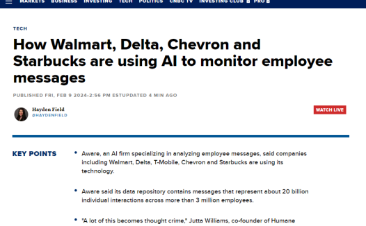 多家跨国企业借助 AI 监控员工工作信息,以实时了解员工情绪
