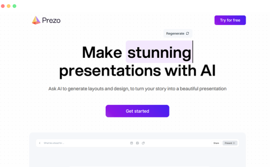 Prezo.ai: 基于人工智能的AI自动生成制作PPT工具
