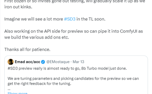 Stable Diffusion3首批邀请测试资格发放