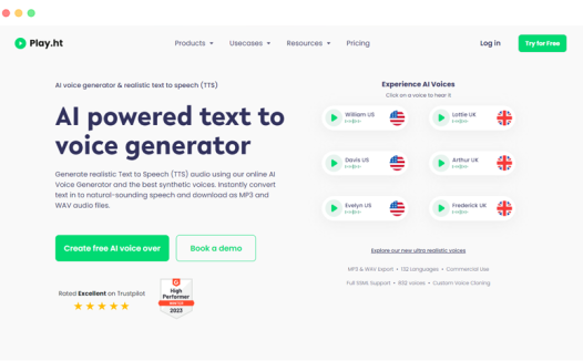 Play.ht:AI语音合成文本转语音TTS工具