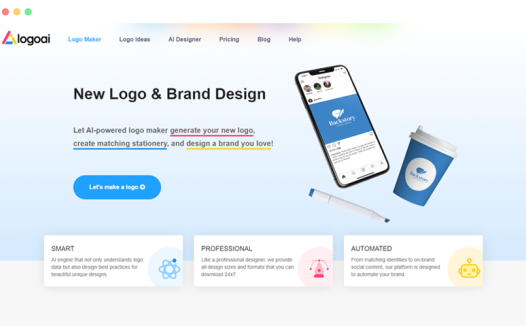 Logoai:基于AI人工智能的logo设计生成平台