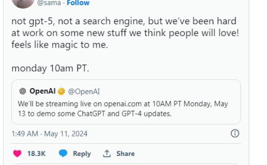 Sam Altman 驳斥了 OpenAI 搜索引擎的谣言