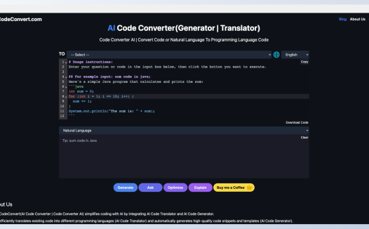 AI Code Converter：人工智能AI代码翻译器，不用编程也可以写代码