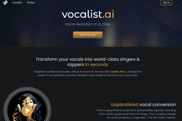 Vocalist ai：将您的声音转化为专业歌唱表演的AI工具 – AI-人工智能-1ai.net